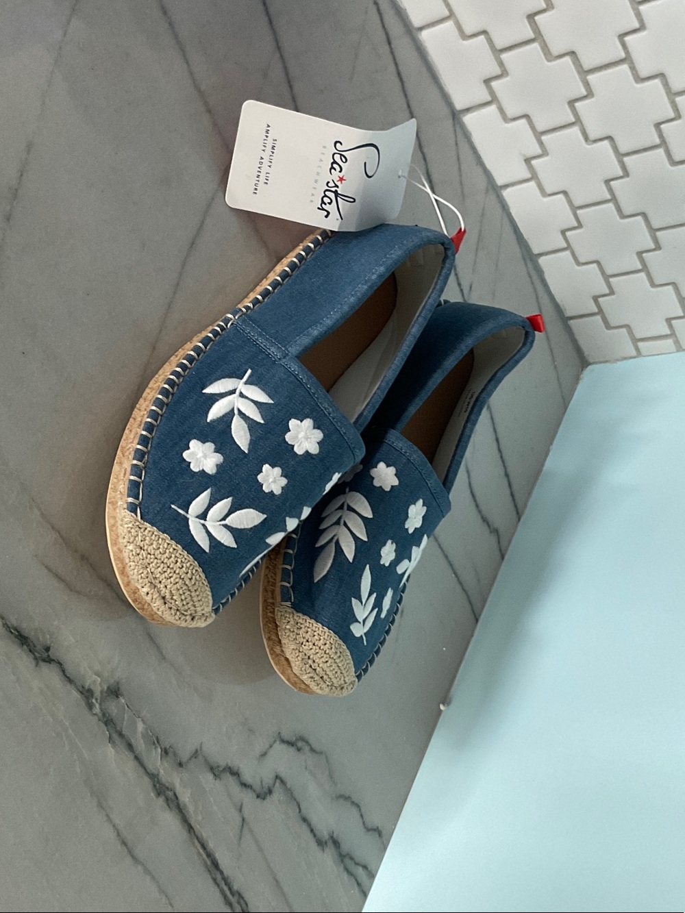 Sea Star Women's Navy Embroidered Espadrille Slip-On
